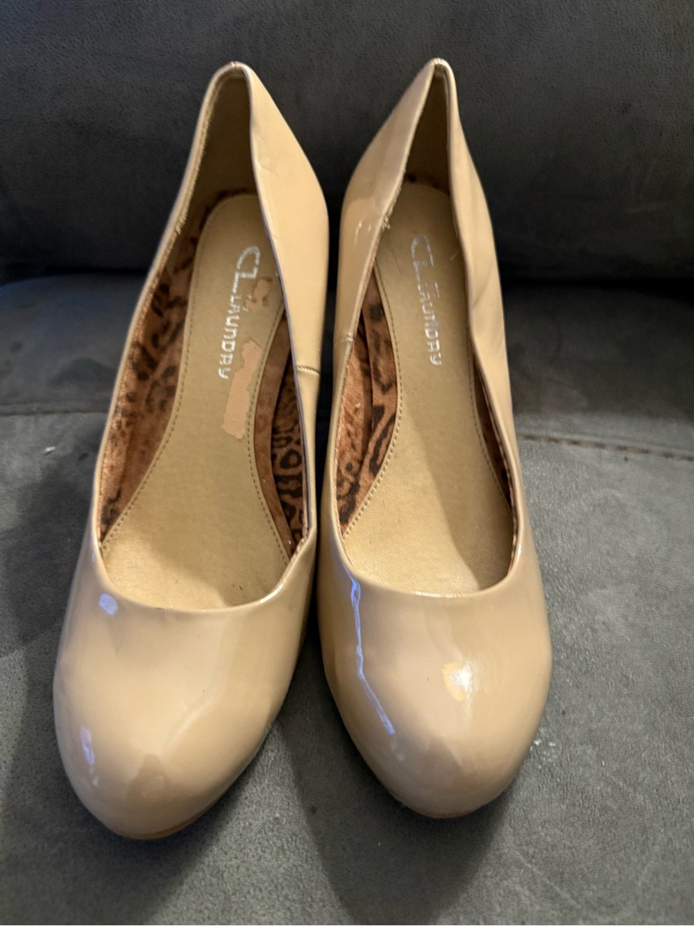 CL by Laundry Patent Nude Round-Toe Pumps